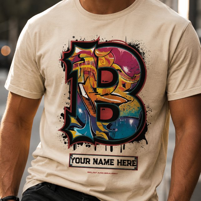 Camiseta Represente Seu Nome: Letra de Grafite Personalizáv (Criador carregado)