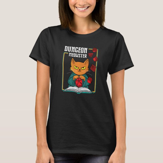 Camiseta Reprodução de Função DM de Jogos do Dungeon Meowst (Frente)