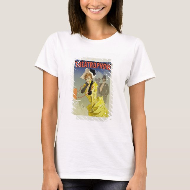 Camiseta Reprodução de um poster publicando "Teatrphone" (Frente)