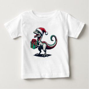 Camiseta réptil de Natal com chapéu de Papai Noel