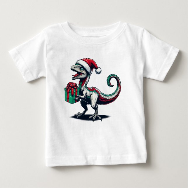 Camiseta réptil de Natal com chapéu de Papai Noel  (Frente)