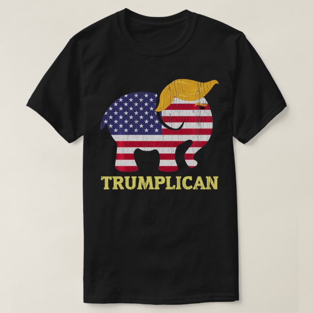 Camiseta Repub Eleitoral do Elefante Trumplican Trump Hair  (Frente do Design)