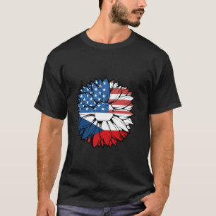 Camiseta República Checa Bandeira Sunflower EUA América Ces