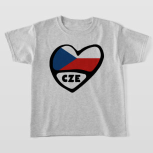 Camiseta República Checa Código do país Flag Heart, CZE