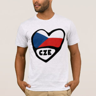Camiseta República Checa Código do país Flag Heart, CZE
