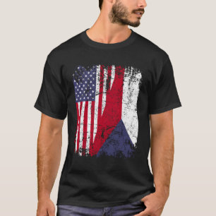 Camiseta República Checa Raia Metade da Bandeira Americana