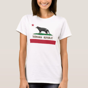 Camiseta República da Tasmânia Bandeira do demônio da Tasmâ