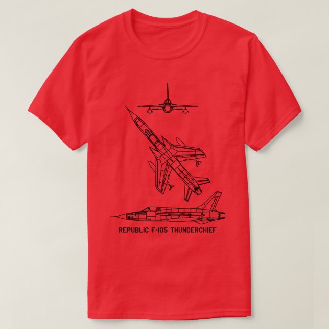 Camiseta República F105 Thunderhead American Plane Blueprin (Frente do Design)