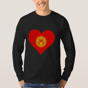 Camiseta República Quirguiz Coração Quirguiz Bandeira do Qu