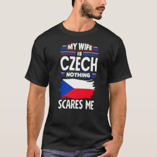Camiseta República Tcheca Bandeira Minha Esposa É Tcheco Na