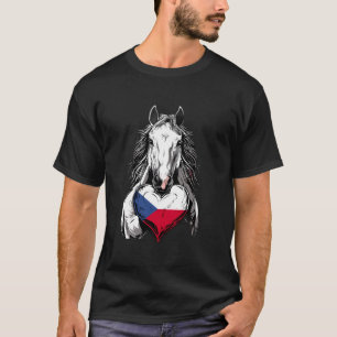 Camiseta República Tcheca Coração Bandeira Tcheca Cavalo Ra