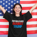 Camiseta Republicanos Contra Donald Trump Bold<br><div class="desc">Os republicanos precisam de se unir e tomar uma posição contra Donald Trump nas eleições primárias e presidenciais de 2016. Texto vermelho,  branco e azul em relevo a preto.</div>