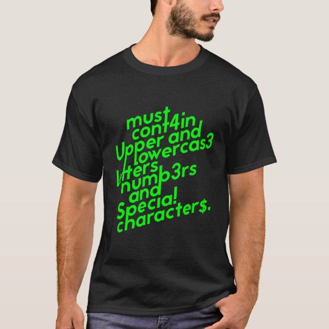 Camiseta Requisitos de senha (Frente)