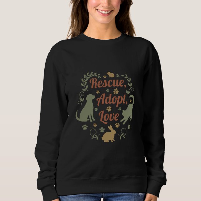 Camiseta Rescue, Adopt, Love (Frente)