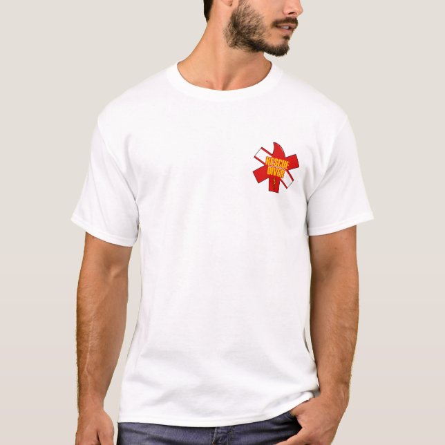 Camiseta Rescue Diver Cross Dive Flag Style 2  (Frente)