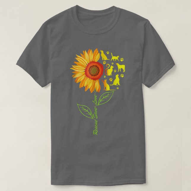 Camiseta RESCUE SAVE AMOR PET Abrigo para animais Dosagem d (Frente do Design)