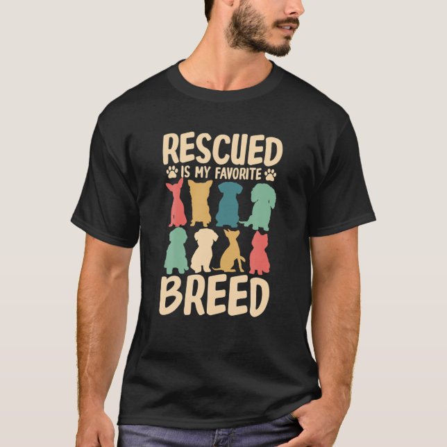 Camiseta Resgatado É Meu Cão Engraçado De Criança Favorito  (Frente)