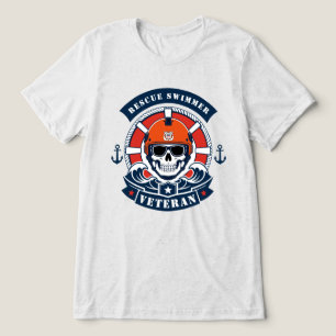 Camiseta Resgatador Nadador Veterano Crânio Marítimo