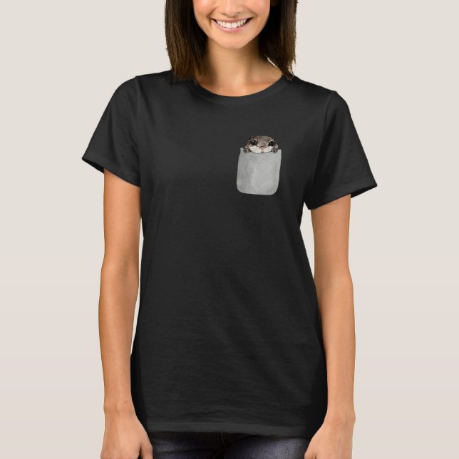 Camiseta Resgate de Animal de Bolso Falso de Esquilo Voador (Frente)