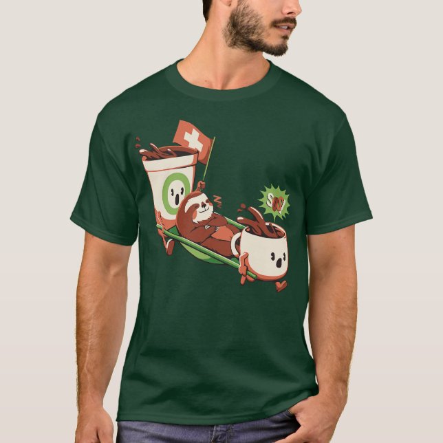 Camiseta Resgate de Café Segunda-feira Cafeína Lama por Tob (Frente)
