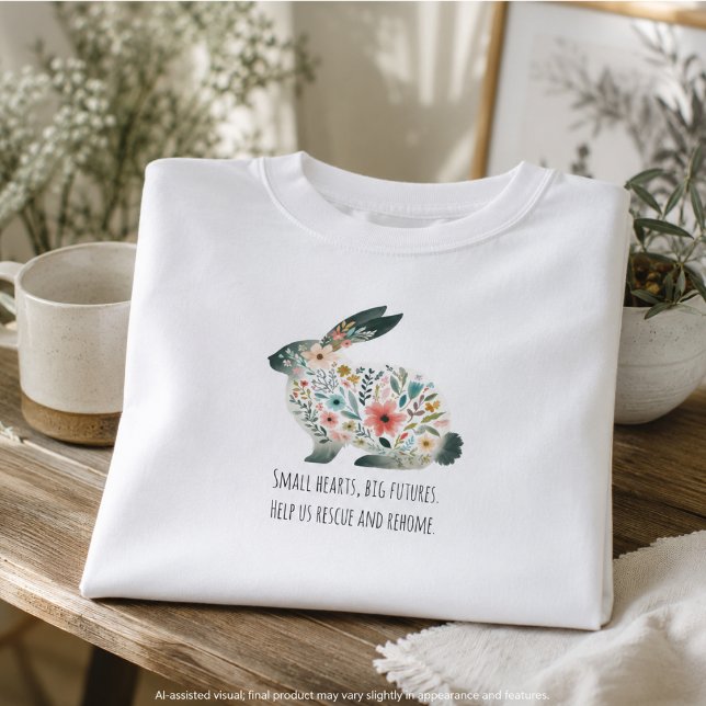 Camiseta Resgate de Coelho Floral Compassivo (Floral Bunny Rescue T-Shirt for Rabbit Lovers & Rescue Supporters)