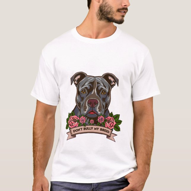 Camiseta Resgate de Pitbull Pai Não Intimide Minha Raça (Frente)
