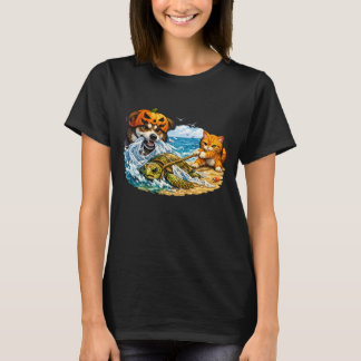 Camiseta Resgate de Tartaruga Marinha Presa por Cão e Gato