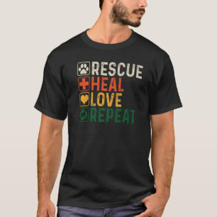 Camiseta Resgate Heal Love Repeat Dog Pet Lover Puppy Cães
