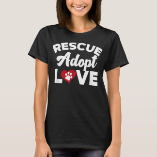 Camiseta Resgate Love Adote Cats Cães Resgatados Amantes de