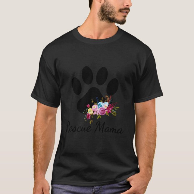 Camiseta Resgate Mama Pawprint Rescut Mãe (Frente)