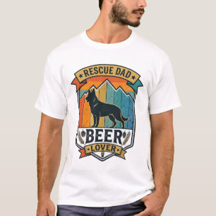 Camiseta Resgate Pai Amante de Cerveja Cachorro Vintage Pôr