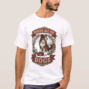Camiseta Resgate Todos os Cães Flor de Coroa de Cachorro Fi