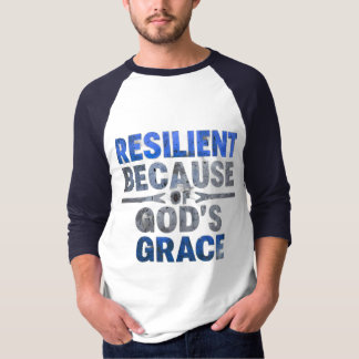 Camiseta Resiliente por causa do azul-de-graça de Deus