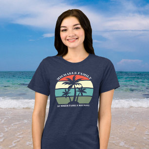 Camiseta Resindicato da família Beach Palm Tree Sunset Wome