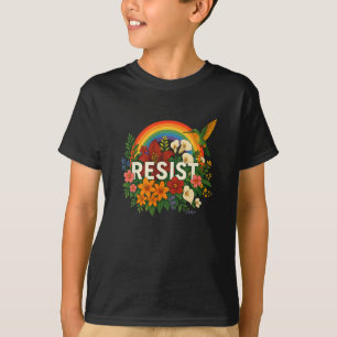 Camiseta Resista Floral Anti Trump Política Protesto Orgulh
