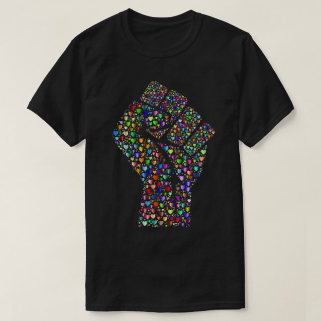 Camiseta Resiste ao Amar Corações Arco-Íris (Frente do Design)