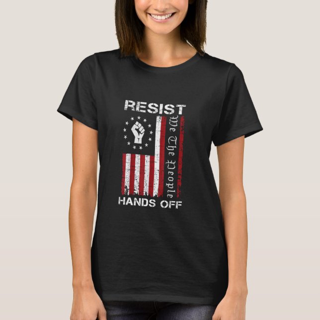 Camiseta Resiste As Mãos Ao Protesto Medicamento Da Seguran (Frente)