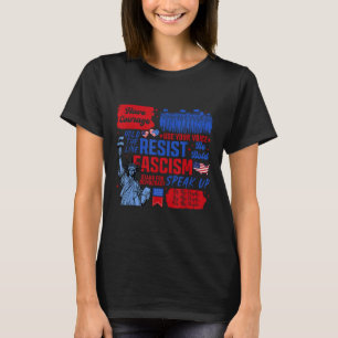 Camiseta Resistência Ao Fascismo Estátua Ativista Liberal D