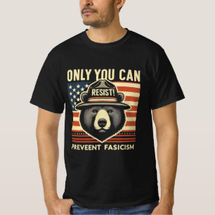 Camiseta Resistência e Prevenção do Urso Anti-Fascismo Negr