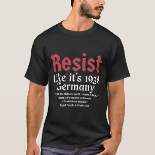 Camiseta Resistir A Pritker Citando Alemanha 1938 Rejeitar