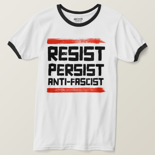 CAMISETA RESISTIR AO ANTIFASCISTA PERSISTENTE (Frente do Design)