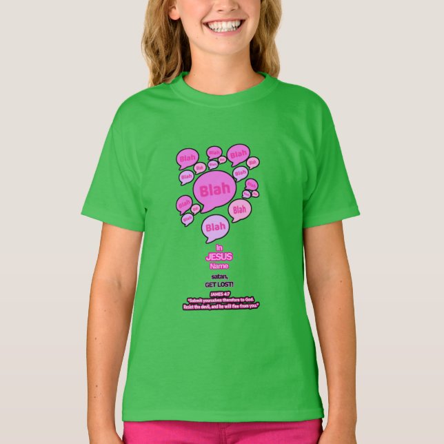 Camiseta Resistir ao diabo - rosa - Camisa-T da moça (Frente)