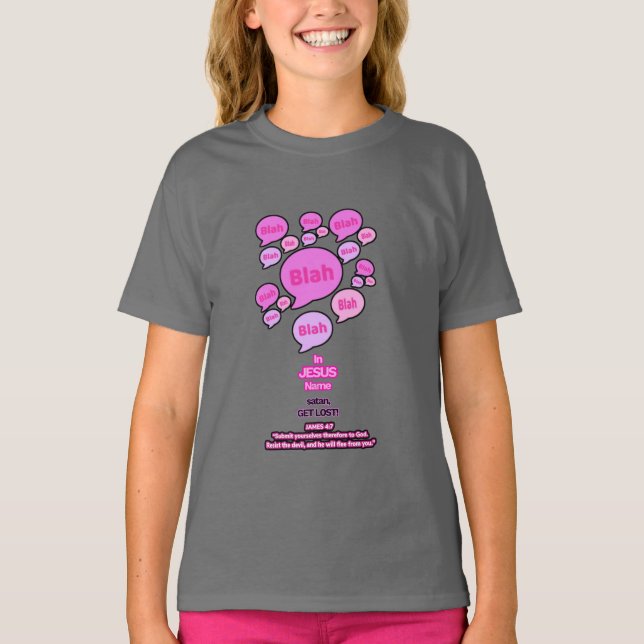 Camiseta Resistir ao diabo - rosa - Camisa-T da moça (Frente)