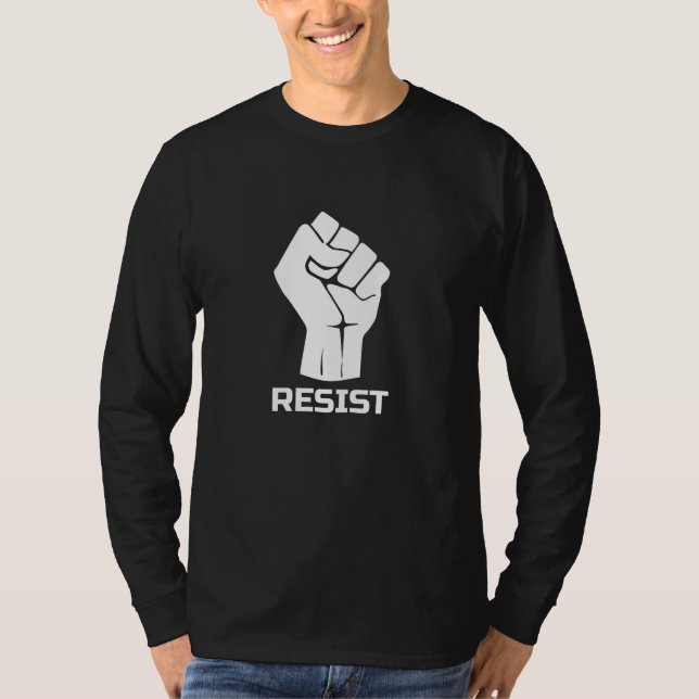 Camiseta Resistir com punho - em branco (Frente)