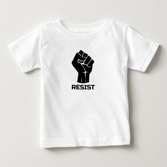 Camiseta Resistir com punho - em preto (Frente)