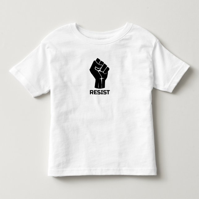 Camiseta Resistir com punho - em preto (Frente)