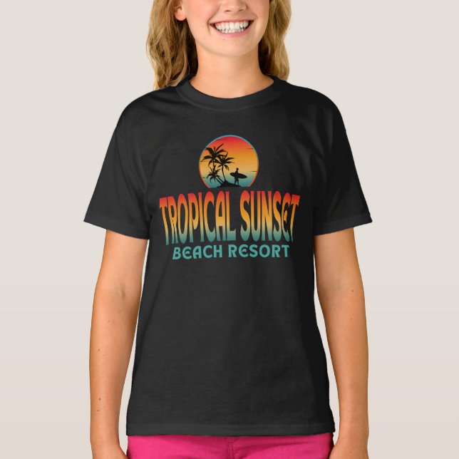 CAMISETA RESORT DE PRAIA DO PÔR DO SOL TROPICAL VERÃO SURFE (Frente)