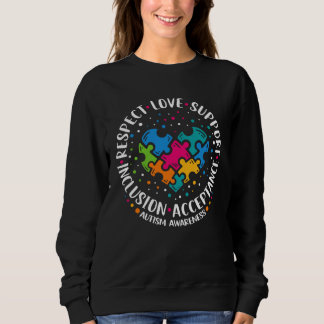 Camiseta Respect Love Support Inclusion Heart Puzzle Autism