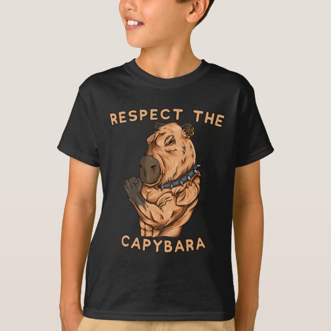 Camiseta Respect The Capybara - Funny Fitness Bodybuilder R (Frente)