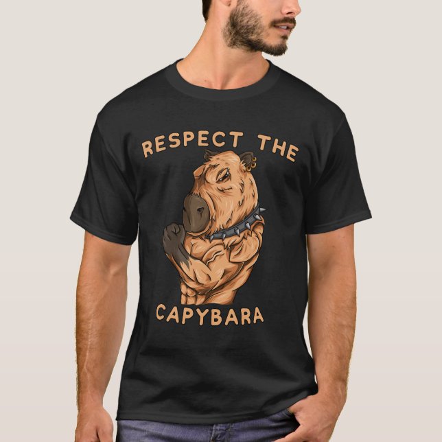 Camiseta Respect The Capybara - Funny Fitness Bodybuilder R (Frente)